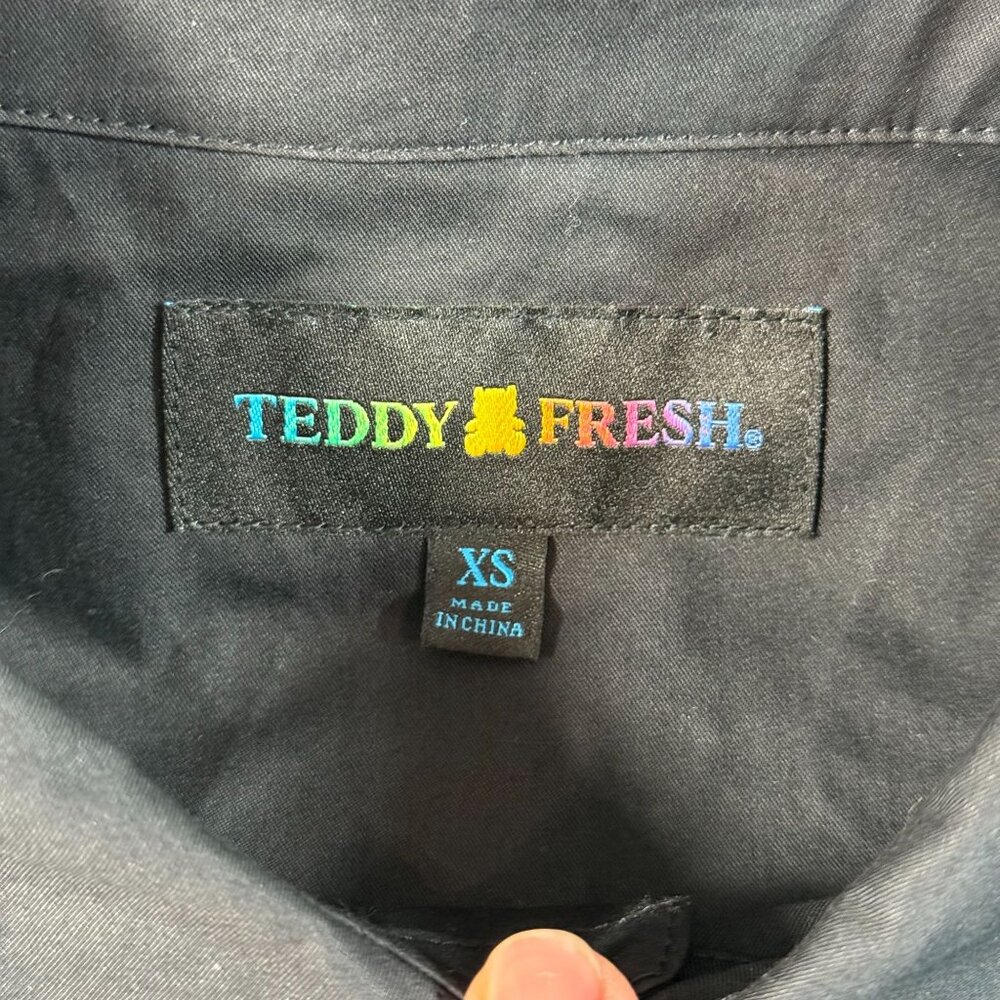 Teddy Fresh Black Bouquet Button Down Shirt Flowers Euc Mens Xs View 2